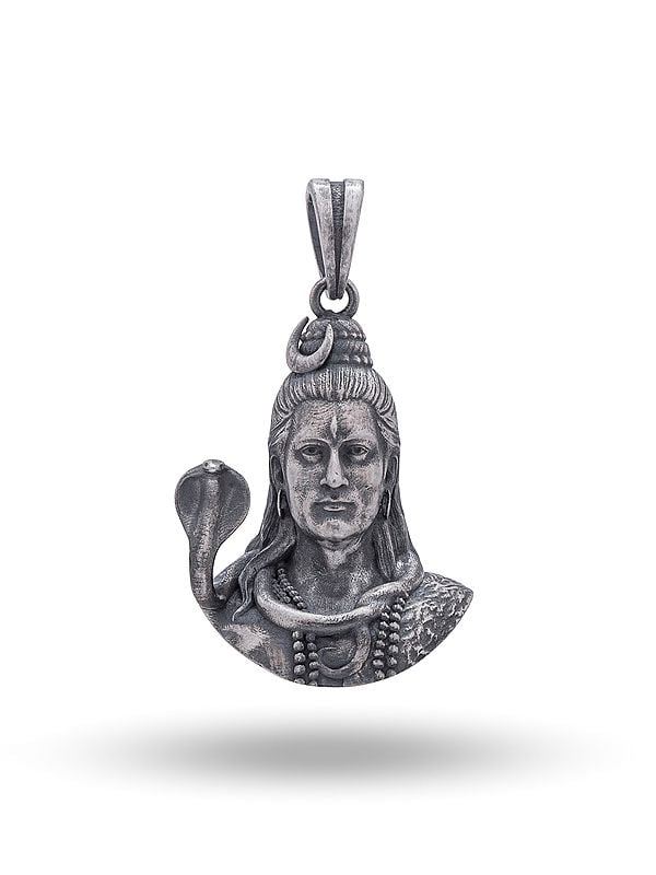 exotic india Hindu Deity Lord Shiva Sterling Silver Pendant 