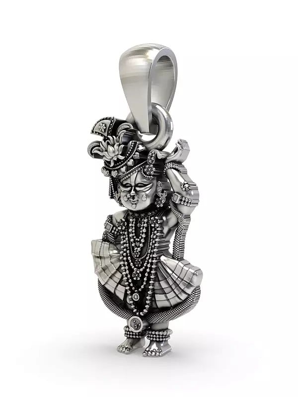 Exotic India Hindu Deity Shrinathji Sterling Silver Pendant 