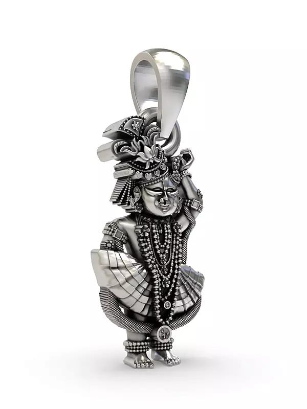 Exotic India Hindu Deity Shrinathji Sterling Silver Pendant 