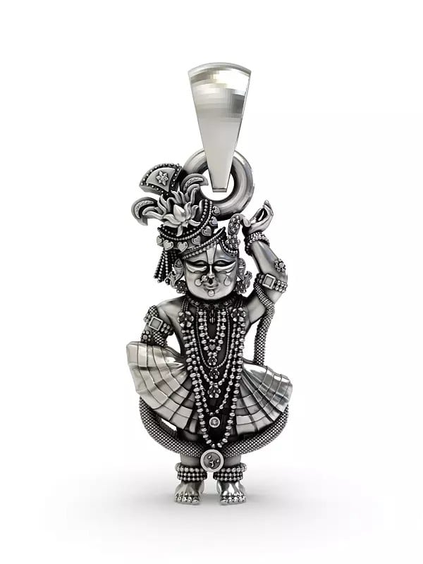 exotic india Hindu Deity Shrinathji Sterling Silver Pendant 