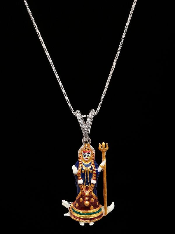 Exotic India Hindu Folk Goddess Khodiyar Enamel Pendant