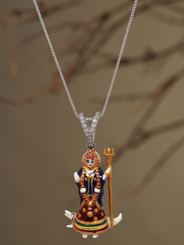 Exotic India Hindu Folk Goddess Khodiyar Enamel Pendant