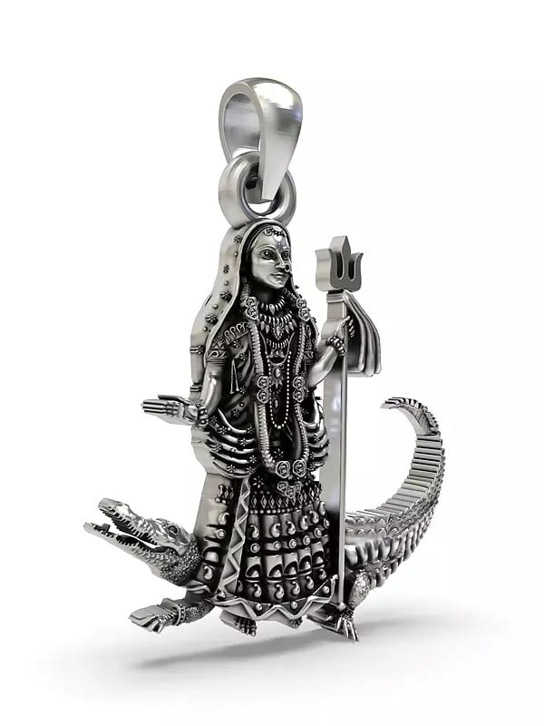Exotic India Hindu Folk Goddess Khodiyar Sterling Silver Pendant 