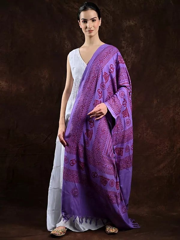 Exotic India Hindu Prayer Shawl With Printed Sri Ram Jai Ram Jai Jai Ram Mantra