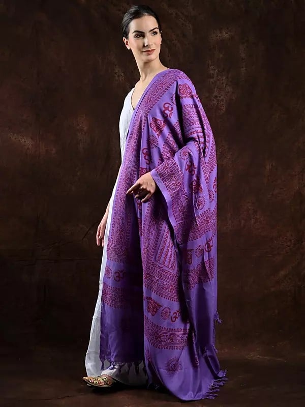 Exotic India Hindu Prayer Shawl With Printed Sri Ram Jai Ram Jai Jai Ram Mantra