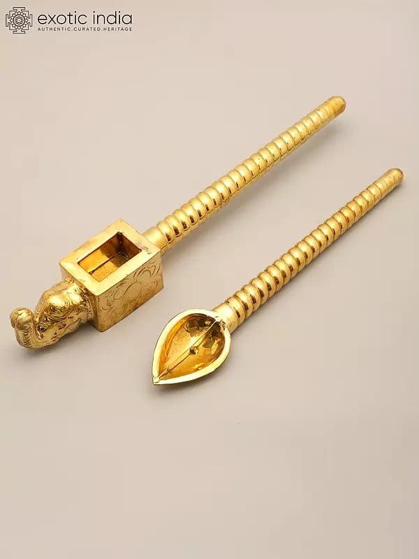 exotic india Homa Spoon Set for Vedic Sacrifices (Yajna) 