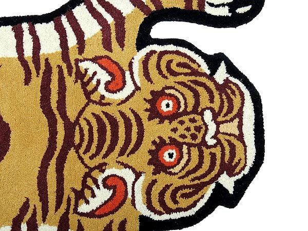 Exotic India Honey Tibetan Tiger Wool Yogic Asana Mat From Mirzapur 