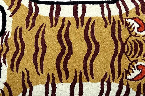 Exotic India Honey Tibetan Tiger Wool Yogic Asana Mat From Mirzapur 