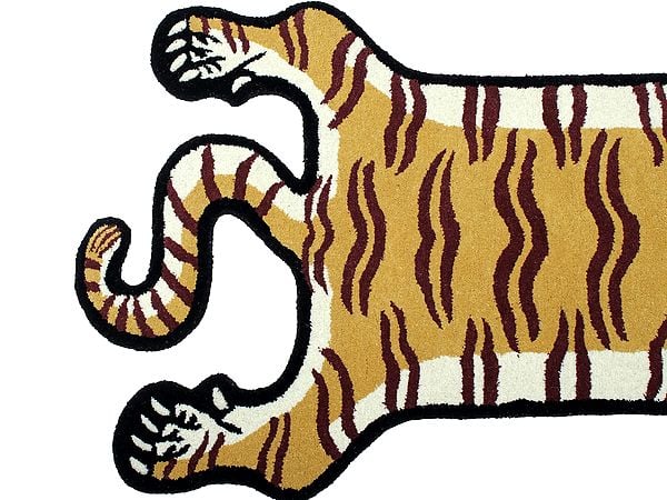 Exotic India Honey Tibetan Tiger Wool Yogic Asana Mat From Mirzapur 