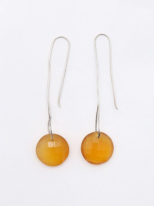 exotic india Hook Earrings with Faceted Round Carnelian