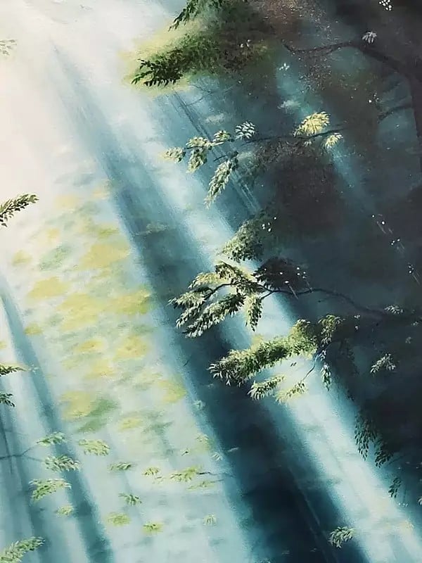 Exotic India Horse Under Forest Sunrays | Oil On Canvas | By Sandeep Singh Randhawa 