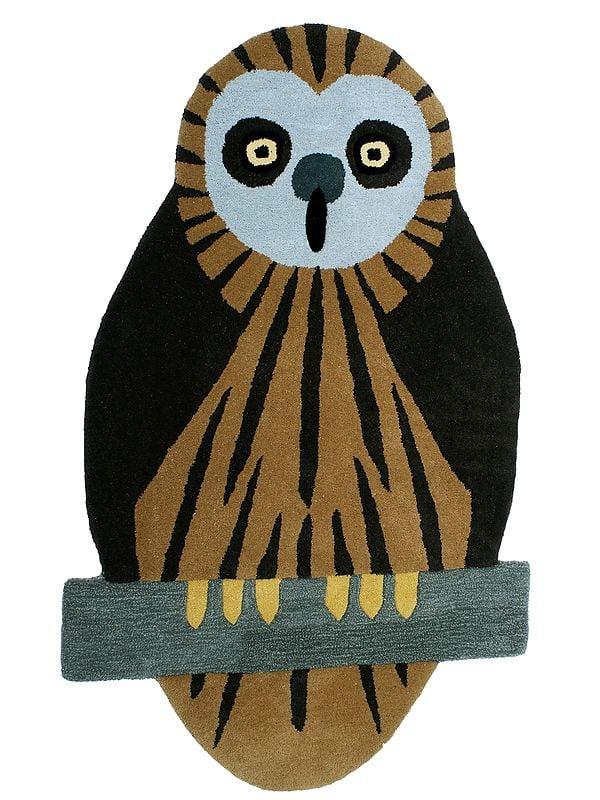 exotic india Hot-Fudge Owl on A Branch Yogic Asana Mat from Mirzapur