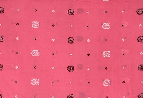 exotic india Hot-Pink Hand-Woven Fabric from Bangalore with Embellished Bootis 