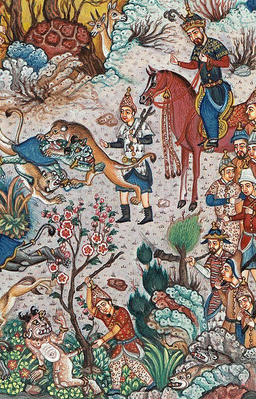 Exotic India Hushang Slays The Black Demon (From The Shah Nama) 