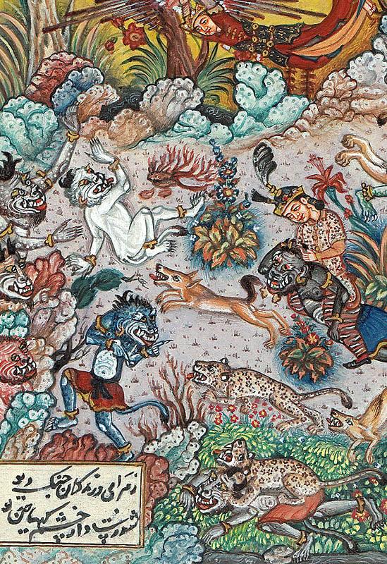 Exotic India Hushang Slays The Black Demon (From The Shah Nama) 