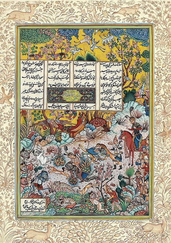 exotic india Hushang Slays the Black Demon (From The Shah Nama) 