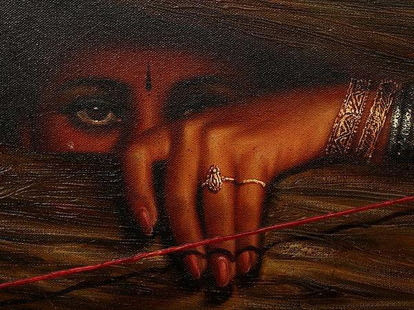 Exotic India Imprisoned By Tradition | Oil Painting On Canvas With Frame 