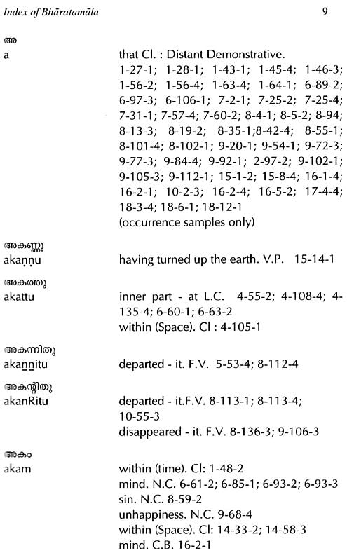 Exotic India Index Of Bharatamala (Malayalam And English) 