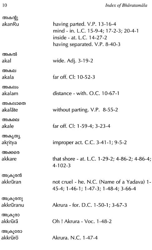 Exotic India Index Of Bharatamala (Malayalam And English) 