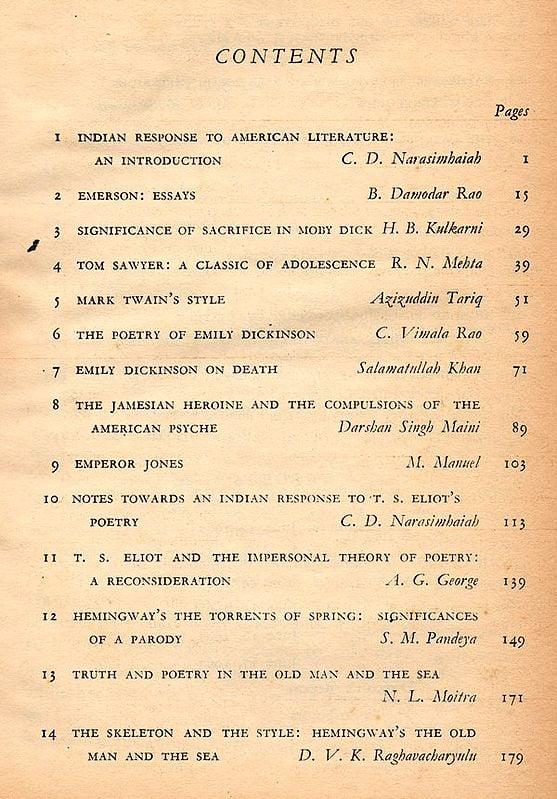 Exotic India Indian Response To American Literature- An Old And Rare Book (Only 1 Quantity Available) 