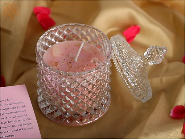 exotic india Infused Candle Jar with Gemstone Crystal