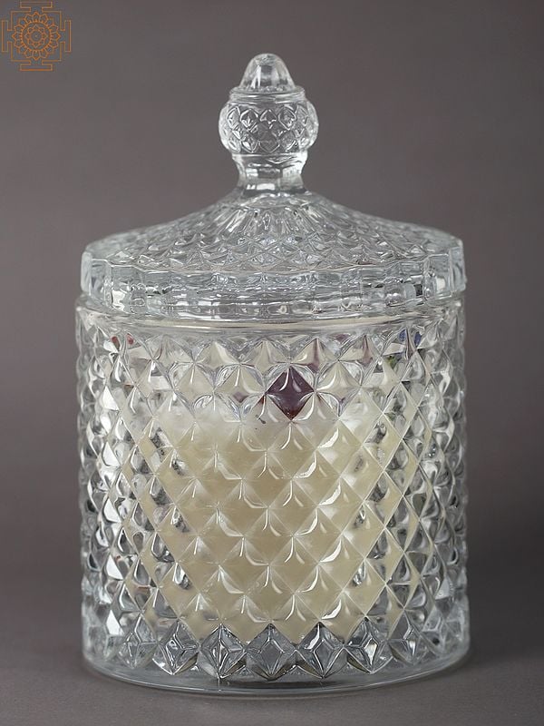 Exotic India Infused Glass Candle Jar With Gemstone Crystal