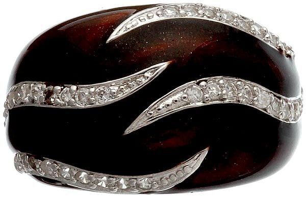 exotic india Inlay Ring with CZ | Sterling Silver Rings 