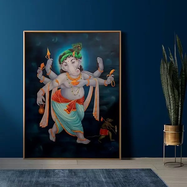 Exotic India Innocent As A Child | Ganesha Oil Painting