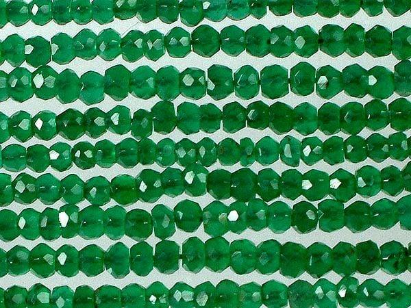 exotic india Israel Cut Green Onyx Rondell | Green Gemstone Beads
