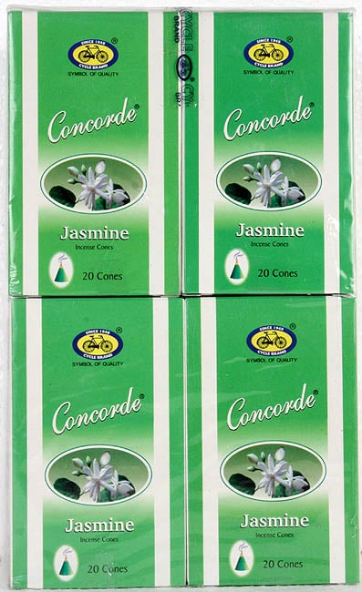 exotic india Jasmine Incense Cones - Concorde (Pack of 4 Packets) 
