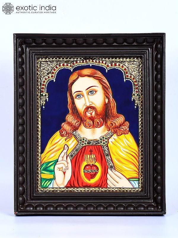 exotic india Jesus Christ | 24 Karat Gold Work | Framed Tanjore Painting 
