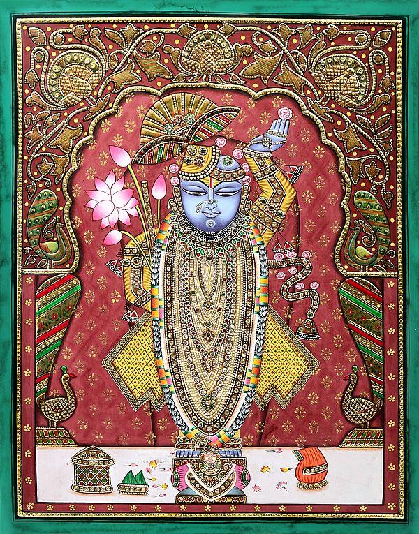 exotic india Jewelled Lord Shrinath having A Rich Aura