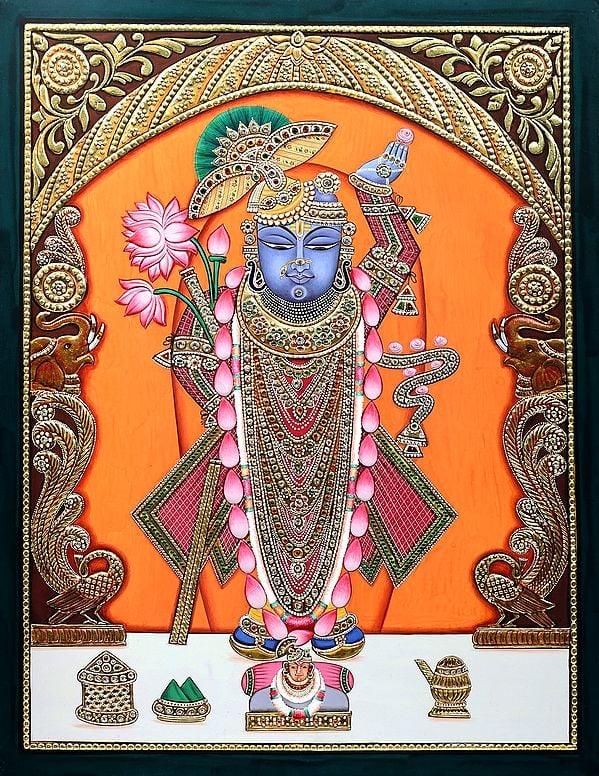 exotic india Jewelled Lord Shrinath having Soothing Eyes with Calm Appearance 