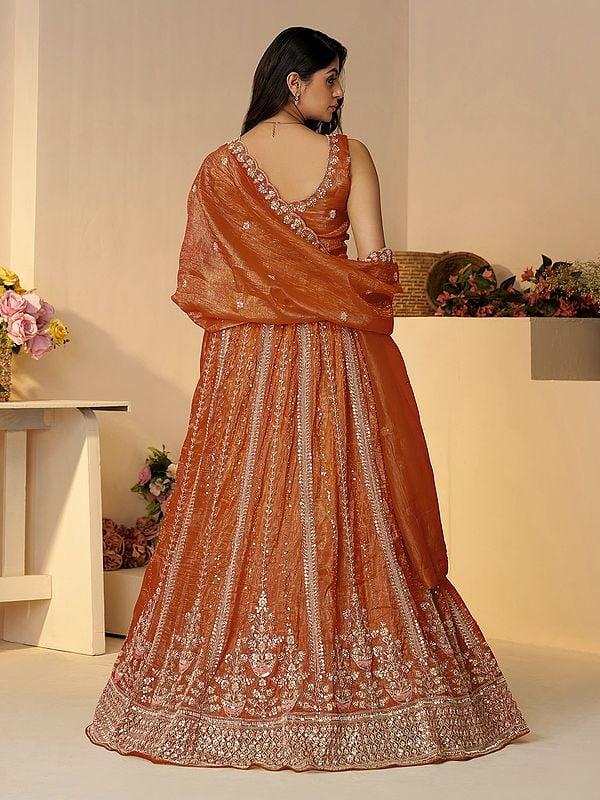 Exotic India Jimmy Choo Sequins And Cut Dana Work Embellished Wedding Wear Lehenga Choli With Matching Dupatta 