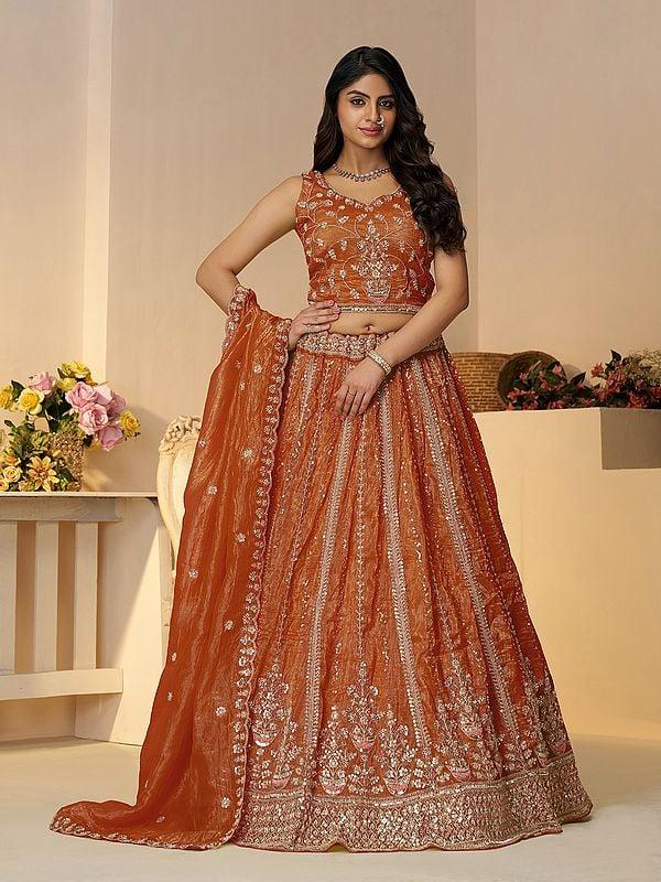 exotic india Jimmy Choo Sequins And Cut Dana Work Embellished Wedding Wear Lehenga Choli With Matching Dupatta
