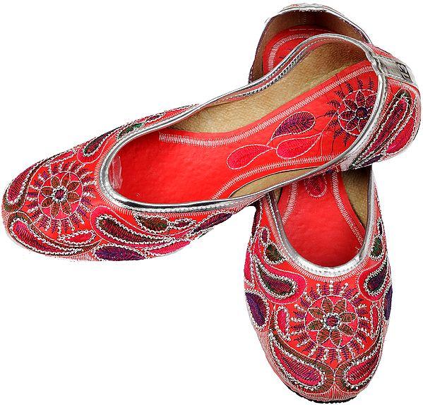 exotic india Jootis with Multi-Color Threadwork and Sequins 