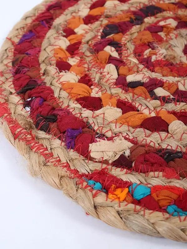 Exotic India Jute And Cotton Hand Braided Round Mat