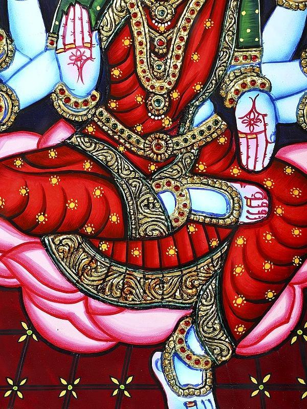 Exotic India Kamalasini Goddess Varahi | 24 Karat Gold Work | Framed Tanjore Painting