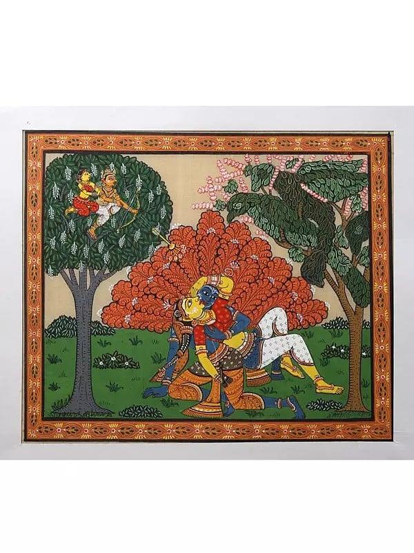 exotic india Kamdev Rati and Radha Krishna Grove of Vrindavan | Pattachitra Art 
