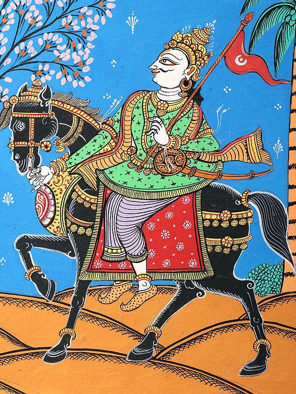Exotic India Kanchi Abhijan (Jagannath Baladev And Gajapati King With Milkmaid Manika) | Patachitra Painting