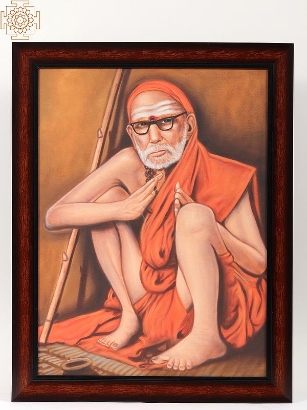 exotic india Kanchi Mahaperiyavar | Framed Oil Painting 