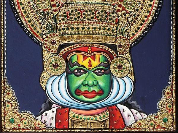 Exotic India Kathakali Face | Framed Tanjore Painting