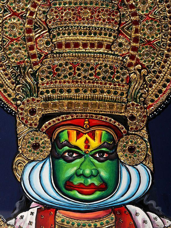 Exotic India Kathakali Face | Framed Tanjore Painting