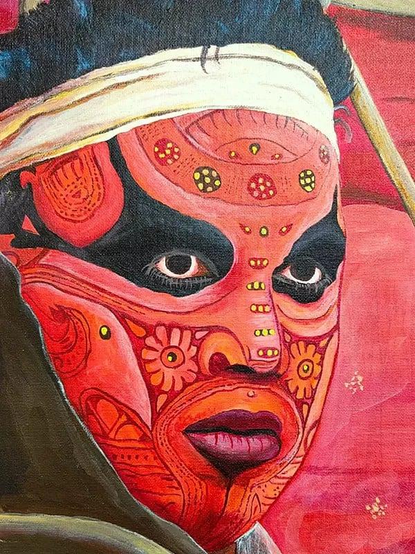 Exotic India Kerala Mural Painting Of Theyyam | Acrylic On Canvas 