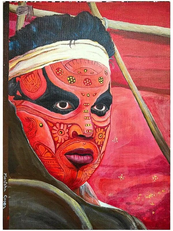 exotic india Kerala Mural Painting Of Theyyam | Acrylic On Canvas 