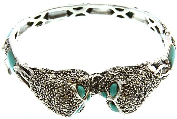 exotic india Kissing Owls Inlay Bracelet with Marcasite
