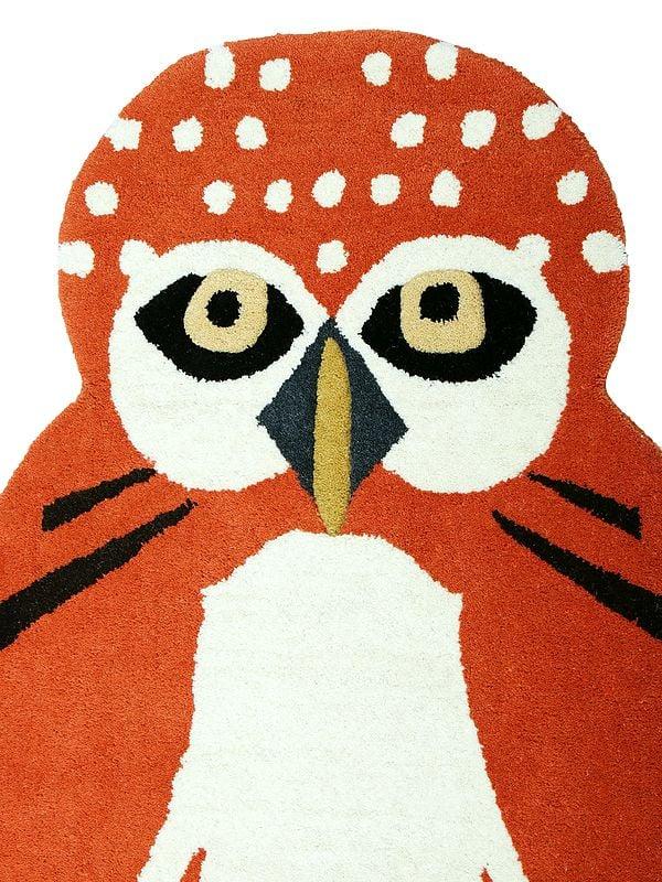 Exotic India Koi Owl On A Branch Wool Yogic Asana Mat From Mirzapur 