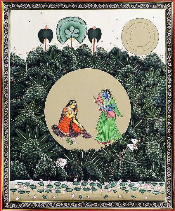 exotic india Krishna Disguised as a Gopi Teasing Radha