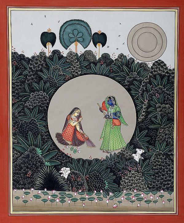 exotic india Krishna Disguised as a Gopi Teasing Radha