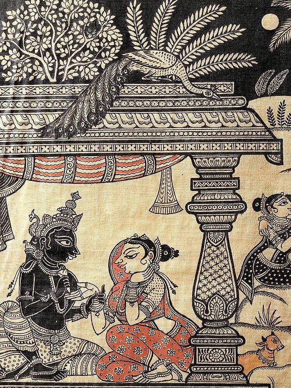Exotic India Krishna Painting Of Six Seasons - Vasanta Grishma Varsha Sharad Hemanta Shishira | Superfine Patachitra Painting 